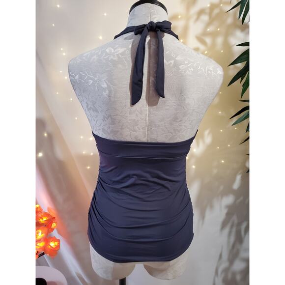 Athleta Shirrendipity Halter Tankini Swim Top Womens Size ST Dress Blue Beach - Picture 5 of 11